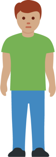 man standing: medium skin tone emoji