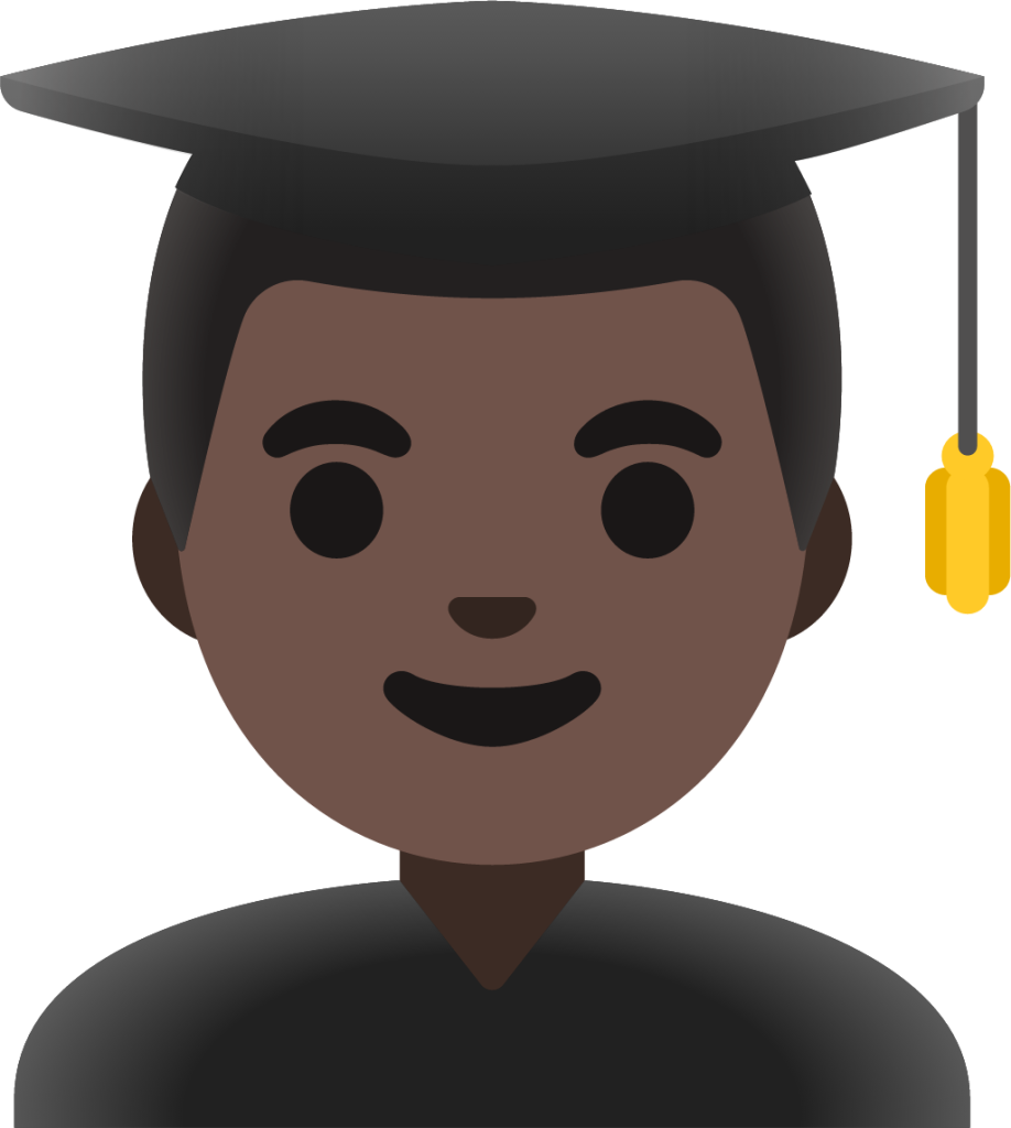 man student: dark skin tone emoji