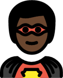 man superhero: dark skin tone emoji
