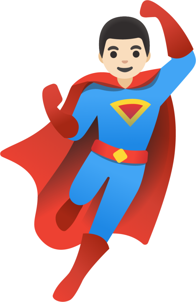 man superhero: light skin tone emoji
