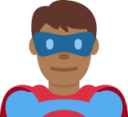 man superhero: medium-dark skin tone emoji