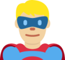 man superhero: medium-light skin tone emoji