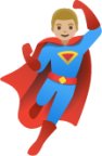 man superhero: medium-light skin tone emoji