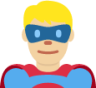 man superhero: medium-light skin tone emoji