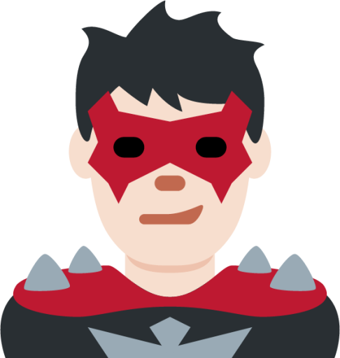 man supervillain: light skin tone emoji