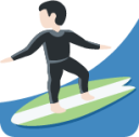man surfing: light skin tone emoji