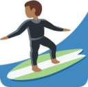 man surfing: medium-dark skin tone emoji