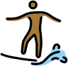man surfing: medium-dark skin tone emoji