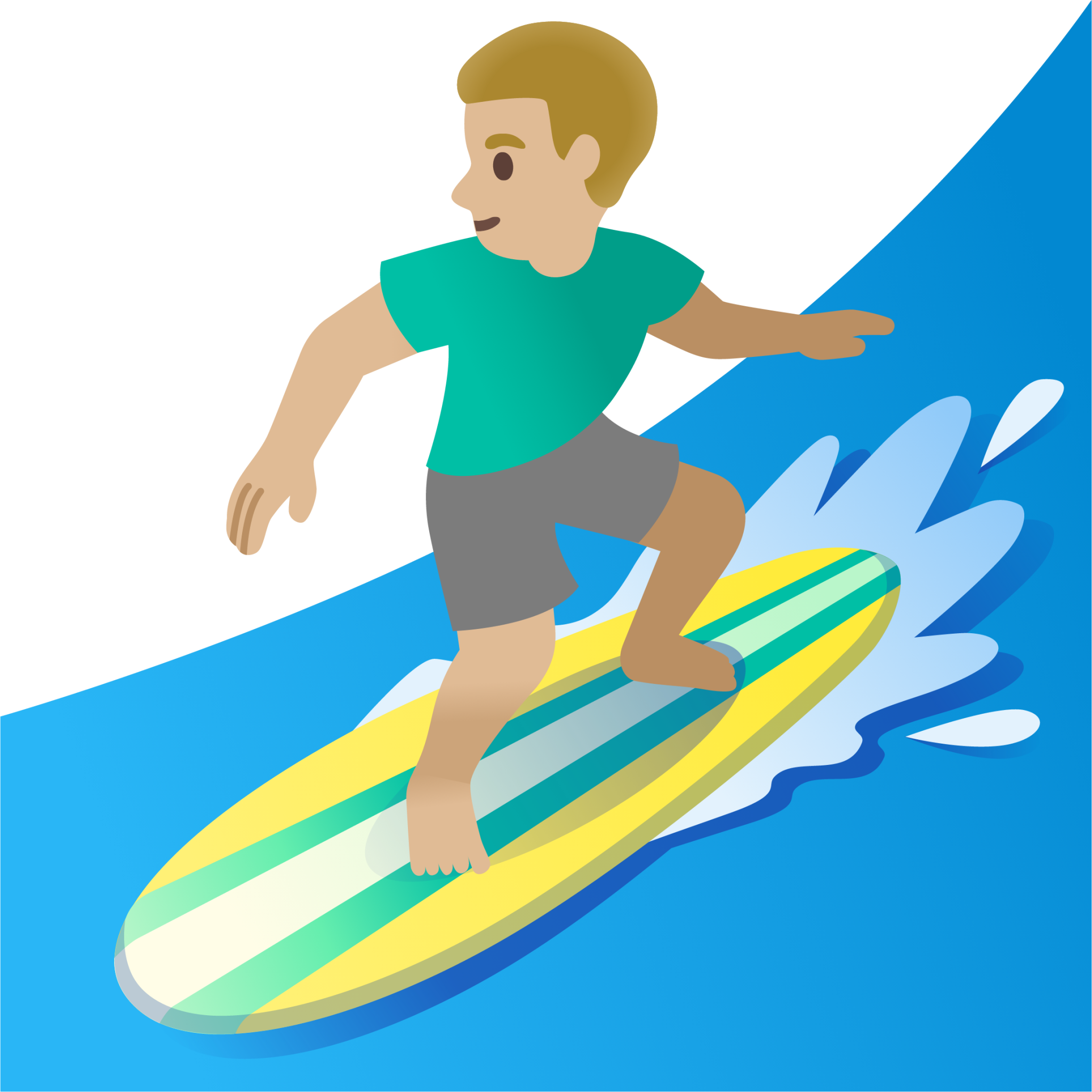 man surfing: medium-light skin tone emoji