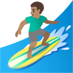 man surfing: medium skin tone emoji