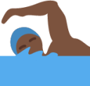 man swimming: dark skin tone emoji