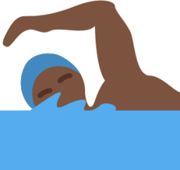 man swimming: dark skin tone emoji