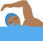 man swimming: medium-dark skin tone emoji