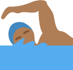 man swimming: medium-dark skin tone emoji