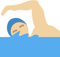 man swimming: medium-light skin tone emoji