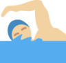 man swimming: medium-light skin tone emoji