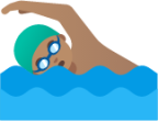 man swimming: medium skin tone emoji