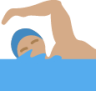 man swimming: medium skin tone emoji
