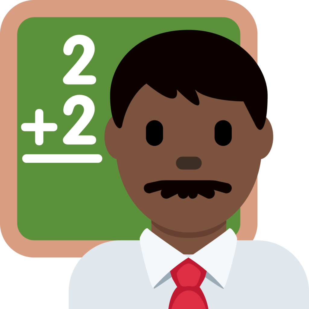 man teacher: dark skin tone emoji