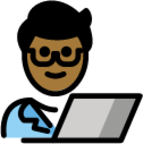 man technologist: medium-dark skin tone emoji