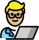man technologist: medium-light skin tone emoji