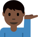 man tipping hand: dark skin tone emoji