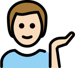 man tipping hand: light skin tone emoji