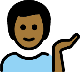 man tipping hand: medium-dark skin tone emoji