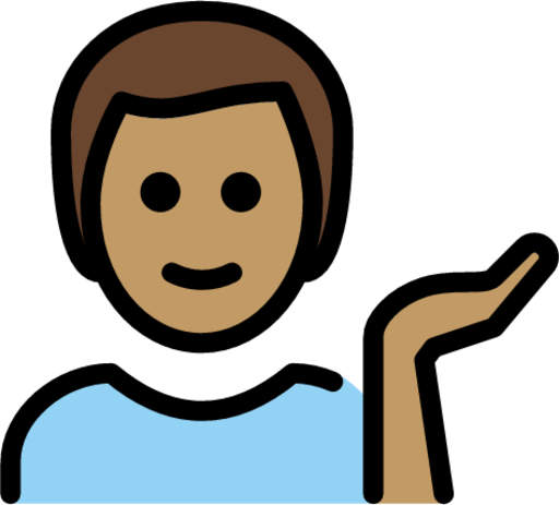 man tipping hand: medium skin tone emoji