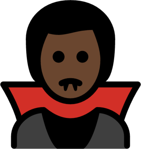 man vampire: dark skin tone emoji