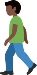 man walking: dark skin tone emoji
