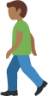 man walking: medium-dark skin tone emoji