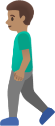 man walking: medium skin tone emoji