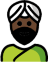 man wearing turban: dark skin tone emoji