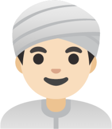 man wearing turban: light skin tone emoji