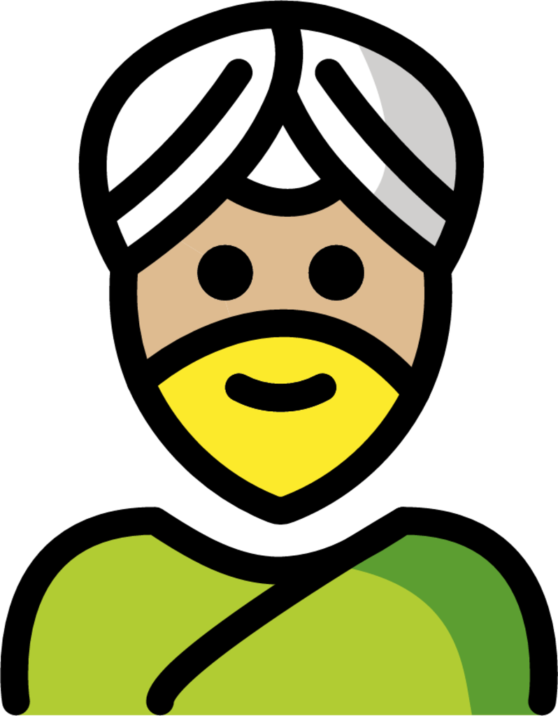 man wearing turban: medium-light skin tone emoji