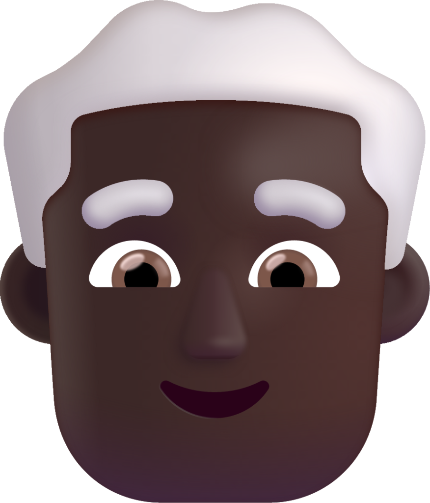 man white hair dark emoji