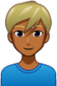 man with blond hair (brown) emoji