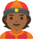 man with Chinese cap: medium-dark skin tone emoji