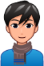 man with scarf (plain) emoji