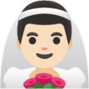 man with veil: light skin tone emoji