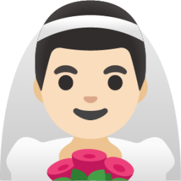 man with veil: light skin tone emoji