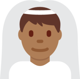man with veil: medium-dark skin tone emoji