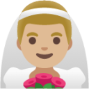 man with veil: medium-light skin tone emoji