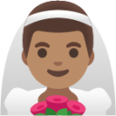 man with veil: medium skin tone emoji