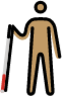 man with white cane: medium skin tone emoji