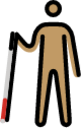 man with white cane: medium skin tone emoji