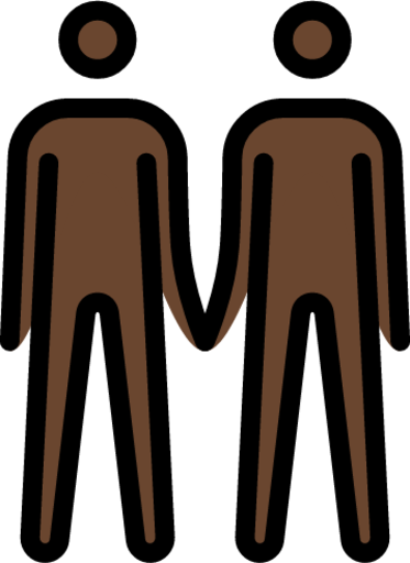 men holding hands: dark skin tone emoji