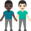 men holding hands: dark skin tone, light skin tone emoji