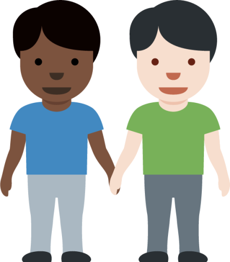 men holding hands: dark skin tone, light skin tone emoji